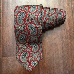 Jonathan Lake 100% Silk Classic Paisley Men's Tie in Red and Blue, NWOT
